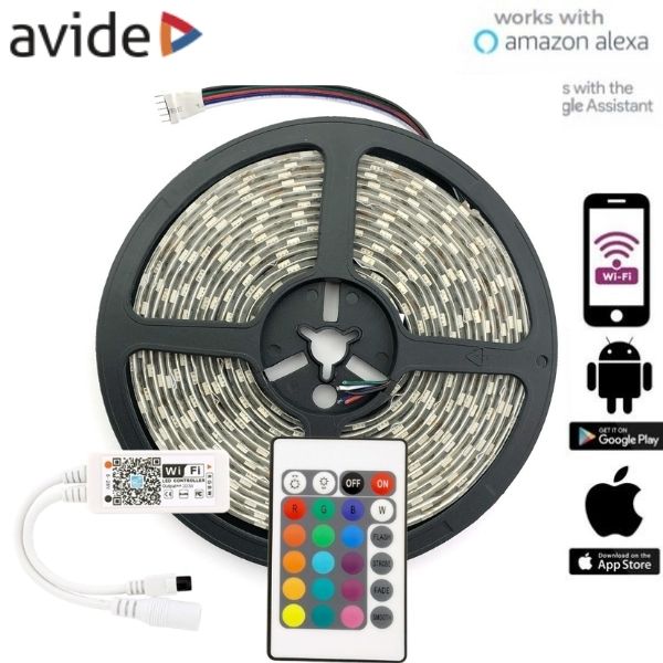 Prémiový chytrý RGB+W LED pásek 12W/m, 720lm/m, voděodolný 5m s ovladačem